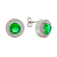 Load image into Gallery viewer, Elegant Confetti Juliet Women's 18k White Gold Plated Green Halo Stud Fashion Earrings
