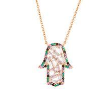 Load image into Gallery viewer, Elegant Confetti Barcelona Women's 18k White Gold Plated Hamsa Charm Fashion Necklace