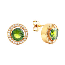 Load image into Gallery viewer, Elegant Confetti Juliet Women's 18k White Gold Plated Green Halo Stud Fashion Earrings
