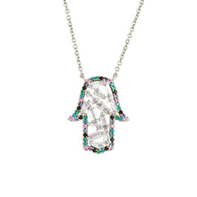 Load image into Gallery viewer, Elegant Confetti Barcelona Women's 18k White Gold Plated Hamsa Charm Fashion Necklace