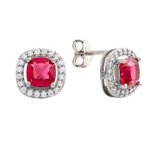 Load image into Gallery viewer, Elegant Confetti Juliet Women's 18k White Gold Plated Purple Cushion Halo Stud Fashion Earrings