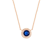 Load image into Gallery viewer, Elegant Confetti Juliet Women's 18k Rose Gold Plated Dark Blue Halo Pendant Fashion Necklace