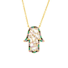 Load image into Gallery viewer, Elegant Confetti Barcelona Women's 18k White Gold Plated Hamsa Charm Fashion Necklace