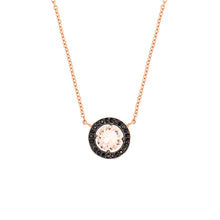 Load image into Gallery viewer, Elegant Confetti Juliet Women&#39;s 18k Rose Gold Plated Dark Blue Halo Pendant Fashion Necklace
