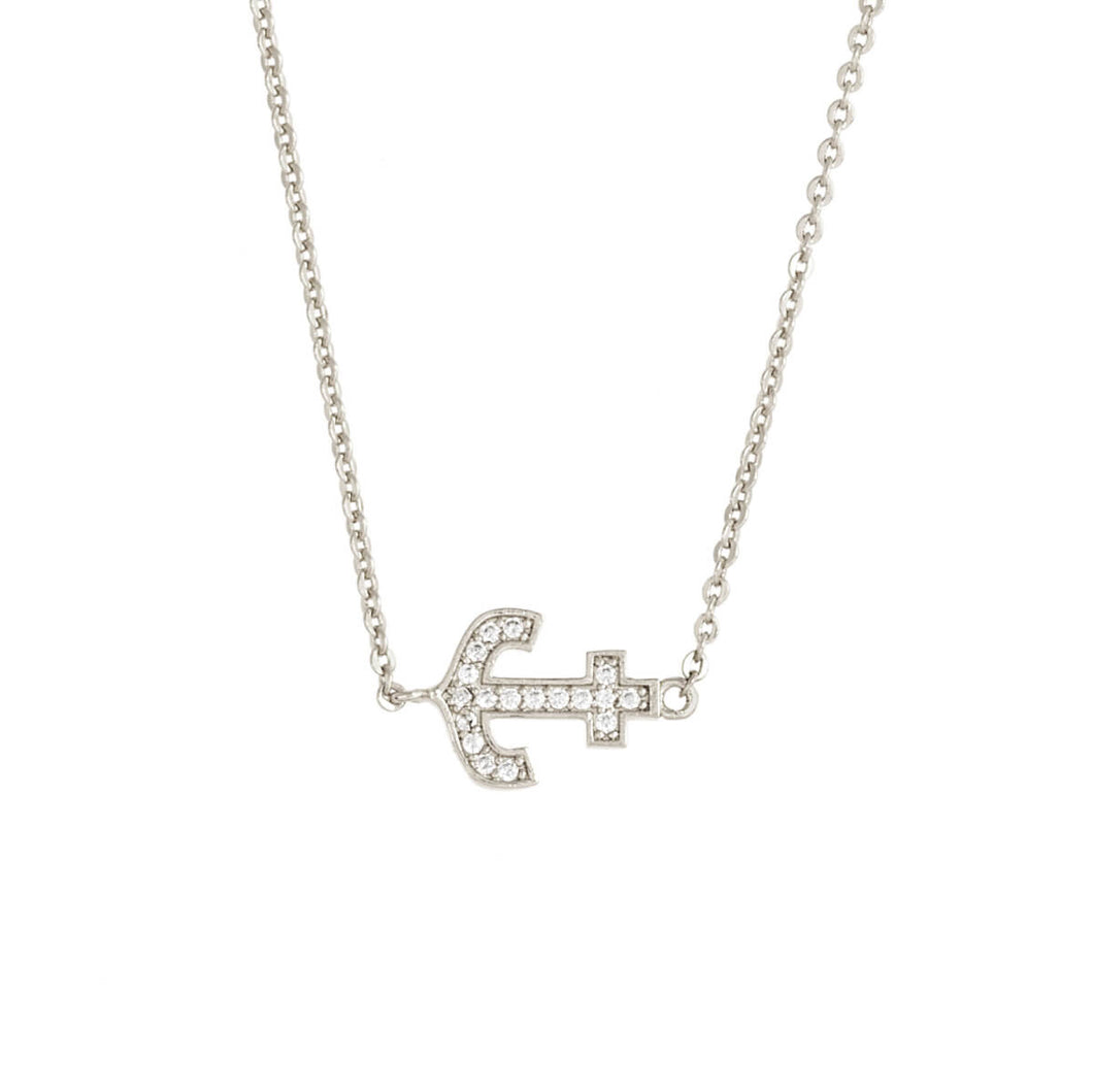 Elegant Confetti Venice Women's 18k White Gold Plated Anchor Fashion Necklace