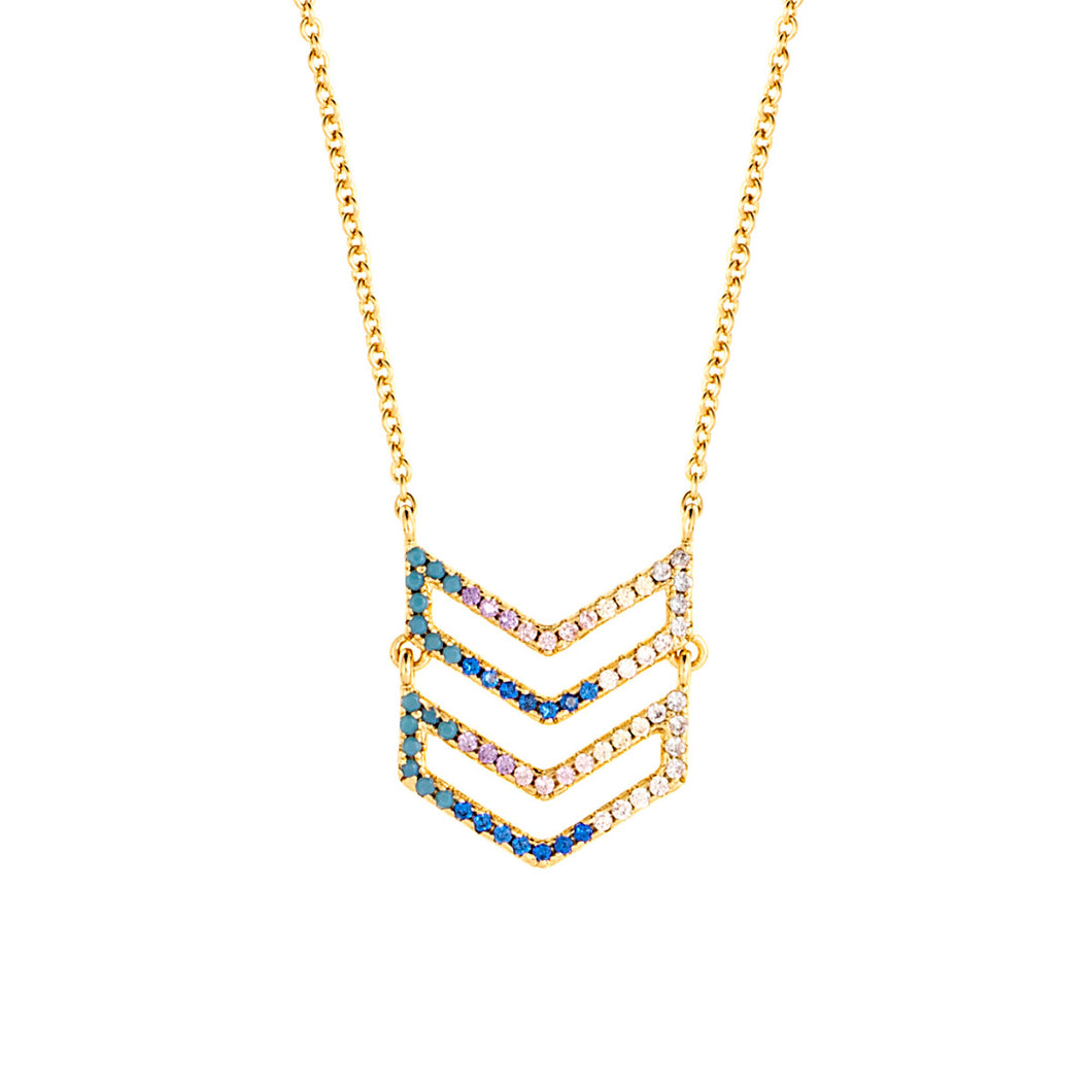 Elegant Confetti Venice Women's 18k White Gold Plated Chevron Fashion Necklace