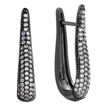 Load image into Gallery viewer, Elegant Confetti Tokyo Women&#39;s 18k Black Gold Plated Pave Hoop Fashion Earrings
