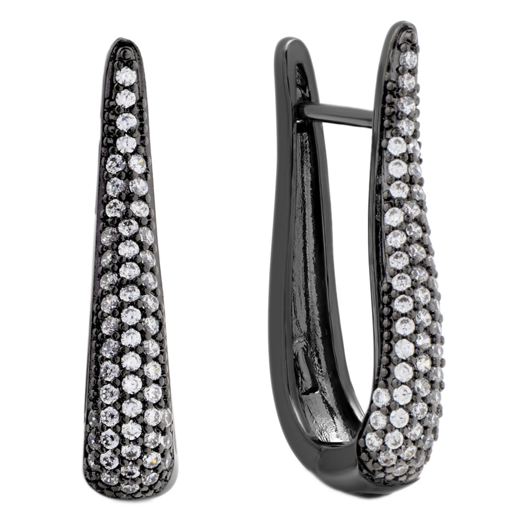 Elegant Confetti Tokyo Women's 18k Black Gold Plated Pave Hoop Fashion Earrings