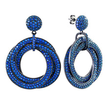 Load image into Gallery viewer, Elegant Confetti Tokyo Women&#39;s 18k Black Gold Plated Blue Pave Statement Fashion Earrings
