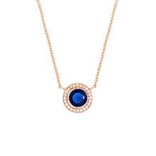 Load image into Gallery viewer, Elegant Confetti Juliet Women&#39;s 18k Rose Gold Plated Dark Blue Halo Pendant Fashion Necklace
