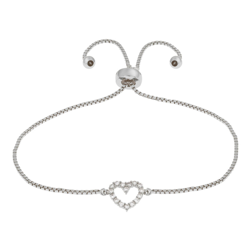 Elegant Confetti Kennedy Women's 18k White Gold Plated Heart Bolo Fashion Bracelet