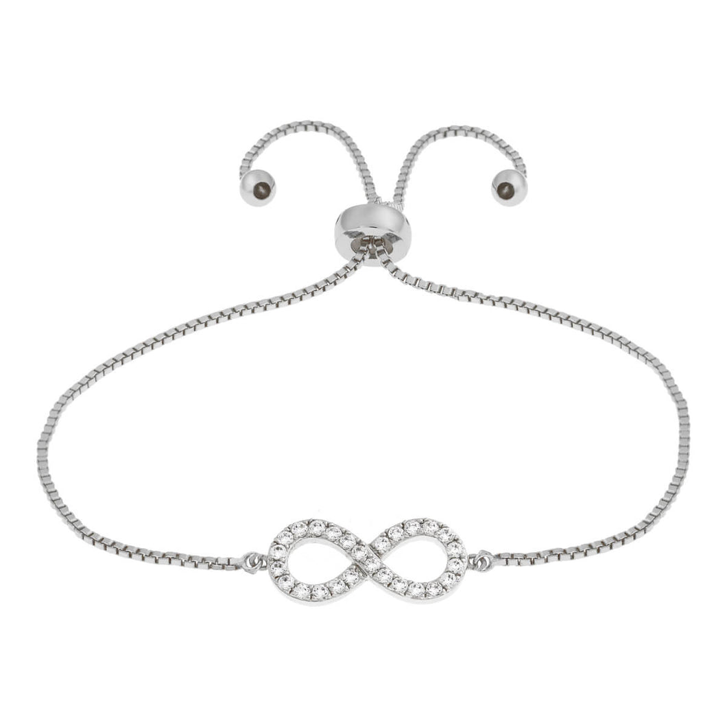 Elegant Confetti Kennedy Women's 18k White Gold Plated Infinity Bolo Fashion Bracelet